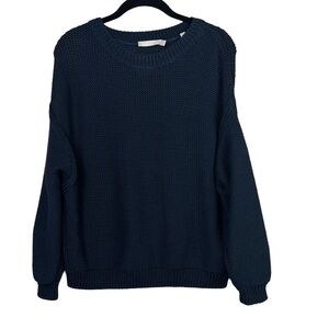 Vince. Women's Sweater Drop Sleeve Loose Knit Crew Neck Navy Blue Size Small